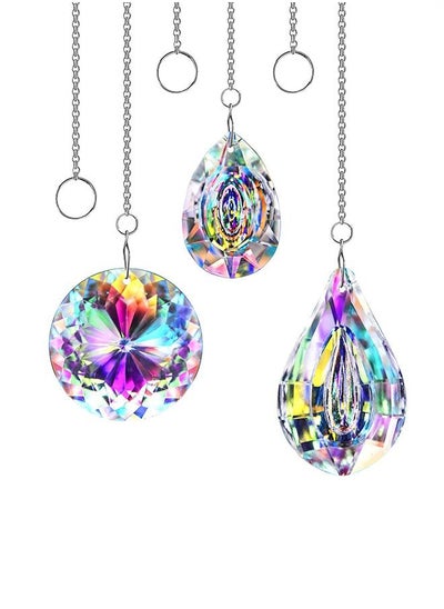 Buy 3  Piece Colored Crystals Prisms Glass Hanging Pendant Suncatchers Beads for Chandeliers Windows Garden Decoration in Saudi Arabia