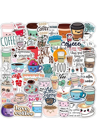 Buy 50 Packs Coffee Stickers Water Bottles Laptop Car Hydroflasks Phone Motorcycle Guitar Skateboard Computer Coffee Cup Vinyl Sticker Waterproof Cute Aesthetic Trendy Decals for Teens Boys Girls Adults in Saudi Arabia