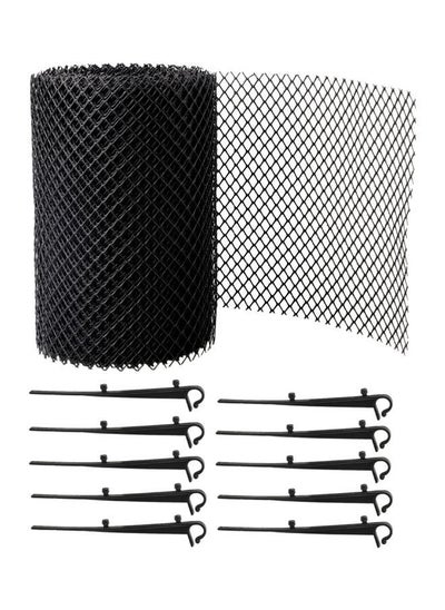 اشتري 11-Piece Gutter Guard Mesh Net Leaves Protection Cover With Fixing Hooks Black في السعودية