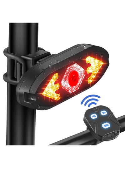 Buy Bike Tail Light, Remote Control Turn Signal led, USB Rechargeable Rear Light Cycling Safety Warning Bike Lights For All Mountain Road Bicycle Indicators in Saudi Arabia