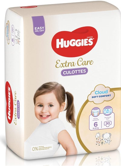 Buy Huggies, Extra Care Culottes, Size 6, 15-25 kg, 30 Diaper Pants in UAE