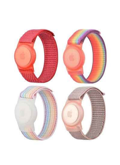 اشتري ECVV 4 Pieces Apple Airtag Wristband for Airtag Nylon Airtag Bracelet Anti-Lost GPS Trackers Protector Case Cover Watch Strap for Elderly Children Kids Velcro Adjustable Watch Bands في السعودية