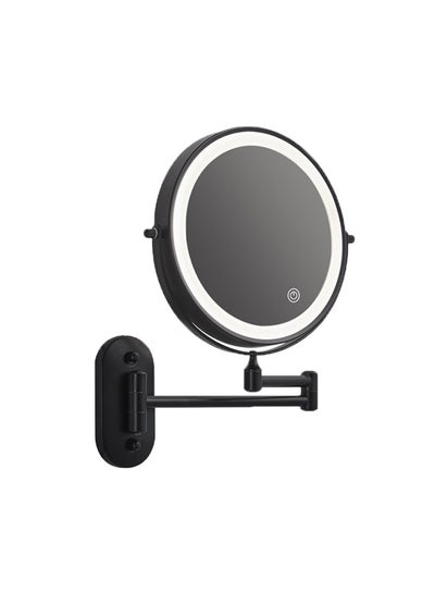 اشتري Wall Mounted LED Makeup Mirror Adjustable Double Sided High Definition LED Vanity Mirror Three-color Stepless Dimming Cosmetic Mirror For Bathroom في السعودية
