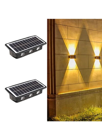 Buy 2Pack Upgraded Led Solar Up Down Wall Light, Warm White Outdoor Wall Lamps for House,Small Exterior Light Fixture Waterproof Nordic Style Lighting Decor (Warm Light, 6 Led) in UAE