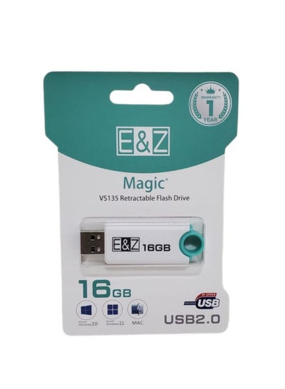 اشتري E&Z Magic VS135 Retractable Flash Drive 16GB - White/Green في الامارات