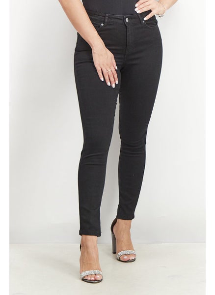 اشتري Women Skinny High Rise Plain Jeans, Black في السعودية