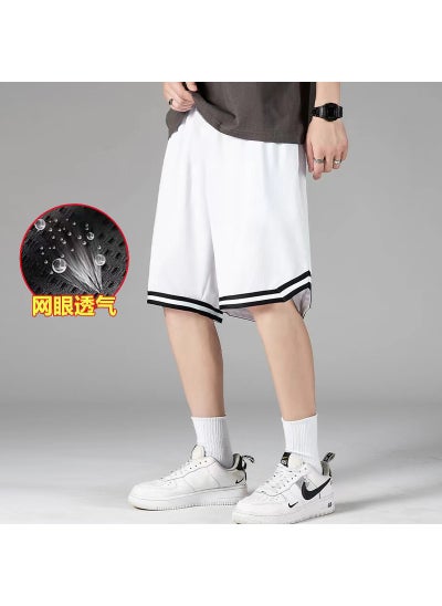 Buy Mens Mesh Ice Silk Shorts Summer Lightweight Loose Fit White in Saudi Arabia