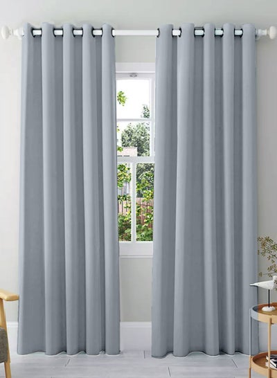 Buy Amali 2 Blackout curtains for living room Decor or bedroom window, noise reduction and light blocking with 16 Grommets in 2 panels long 274cm and 127 cm in width in UAE