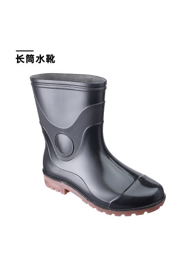 Buy Mens Short Black Round Toe Rain Boots668 black brown 23CM 668 black brown 23CM in Saudi Arabia