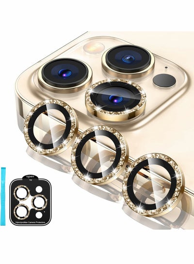 [3+1] for iPhone 14 Pro/iPhone 14 Pro Max Camera Lens Protector Bling, 9H Tempered Glass Camera Cover Screen Protector Metal Ring Decoration