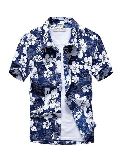 اشتري Summer Short Sleeve Shirt Men's Loose Beach Flower Hawaii Seaside Resort Travel Printed في السعودية