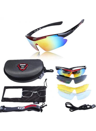 Buy Polarized Cycling Bike Riding Sun Glass With 4 Interchangeable Lenses in UAE