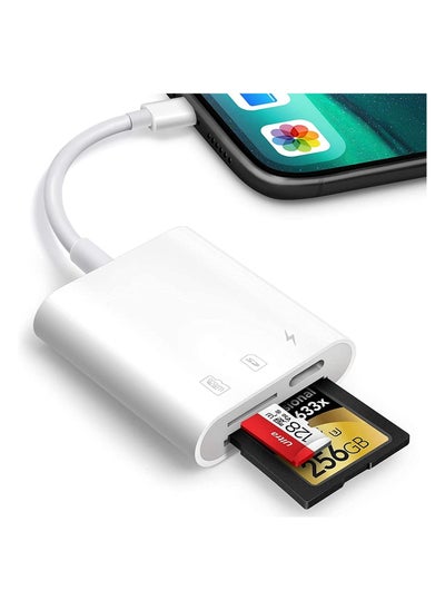 Buy SD Card Reader for iPhone iPad Trail Game Camera SD Card Reader Viewer Memory Card Reader Adapter with Dual Slots Plug and Play in Saudi Arabia