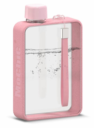 اشتري Water Bottle, Flat Portable Travel Mug Handbag Slim Cold Plastic Flask, BPA Free A5 Leak Proof Water Bottle for Sports, Camping, Gym, Fitness, Outdoor 380ml (Pink) في الامارات