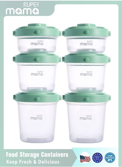 Buy 6 PCS Plastic Baby Food Storage Boxes, Airtight Leak-Proof, with Measurement Indication for Fruit Purée Yogurt in Saudi Arabia