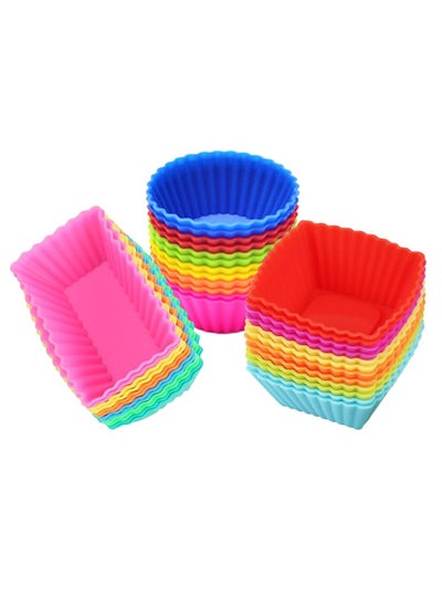 Buy 36 Pack Silicone Cupcake Muffin Baking Cups Liners Reusable Non-Stick Cake Molds Sets in Saudi Arabia