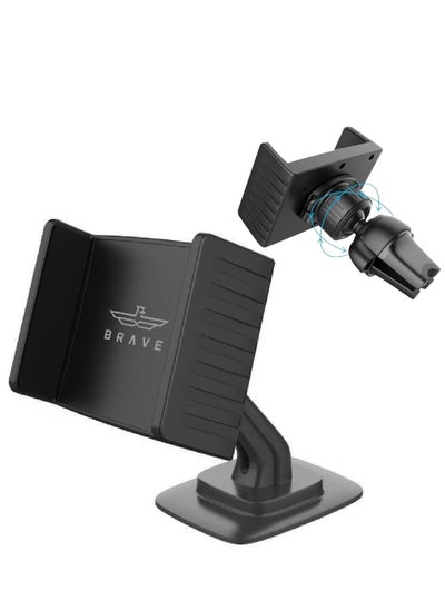 Buy 2-in-1 Car Mobile Phone Holder, 360° Universal Air Vent and Dashboard Mount with Strong Adhesion for All Surfaces, Compatible with iPhone 16 Pro Max/Plus, 15/14/13/12/11/Pro/Pro Max, Samsung S24/S23, and Phones 4.7" to 6.8" Secure Grip, Adjustable, Easy Installation and Versatile Design in UAE