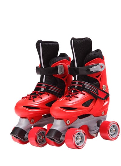 اشتري Roller skates adjustable for kids double row 4 wheel red color size 35-38 في الامارات