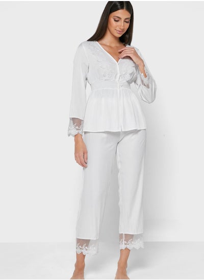 Buy Lace Trim Pyjama Set in Saudi Arabia