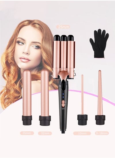 Buy 5 in 1 Hair Curling Iron Wand 3 Barrel Hair Curler  10mm, 25mm, 32mm in UAE