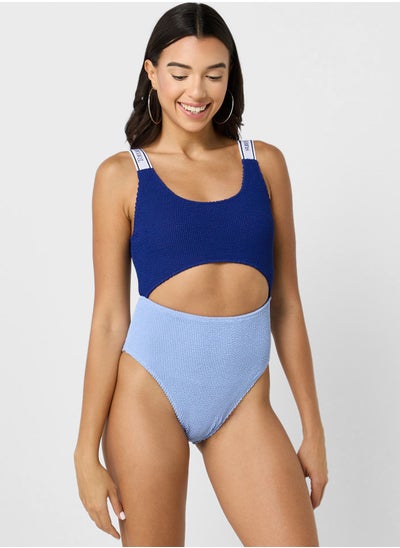 Buy Cut Out Color Block Swimsuit in UAE