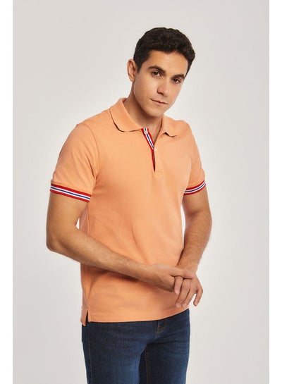 Buy Casual Short Sleeve Regular Fit Cotton Polo Shirt With Striped Collar for Men in Egypt