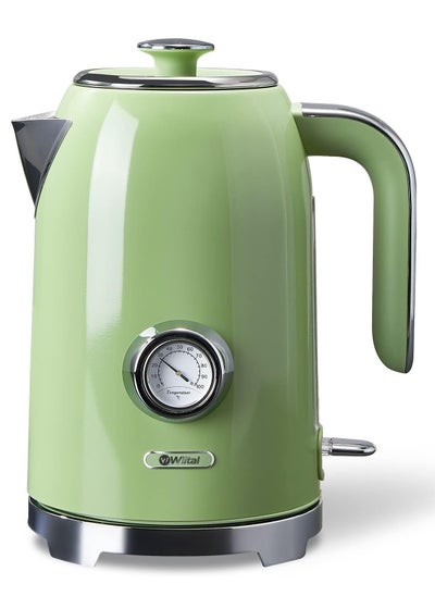 اشتري Wiltal Retro Electric Kettle [1.7L, 2200W] - Stainless Steel, Vintage Design with Water Temperature Indicator في الامارات