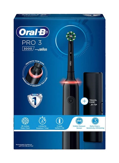 Buy Pro 3 3000 Electric Rechargeable Toothbrush, 3 Modes, 1 Handle + Travel Case, Black in Saudi Arabia