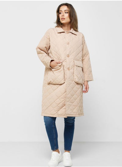 Buy Quilted Coat With Oversized Pockets in UAE