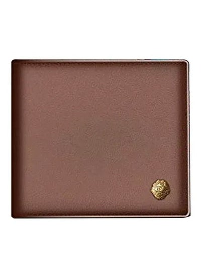 Buy Wallet for Men RFID Blocking Leather Bifold Top Flip Extra Capacity Travel Wallet Brown/Gold in UAE