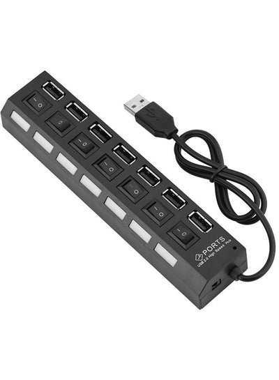 Buy 7 Port USB Hub 480Mbps No Conflict Plug & Play USB 2.0 Charger Hub with 7 Independent Switches and Multi-Level Protection for Mobile Phone Tablet PC ETC in Saudi Arabia