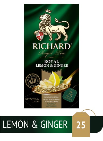 Buy Royal Lemon and Ginger Herbal Tea Infusion in Sachets 25 Tea Bags in UAE