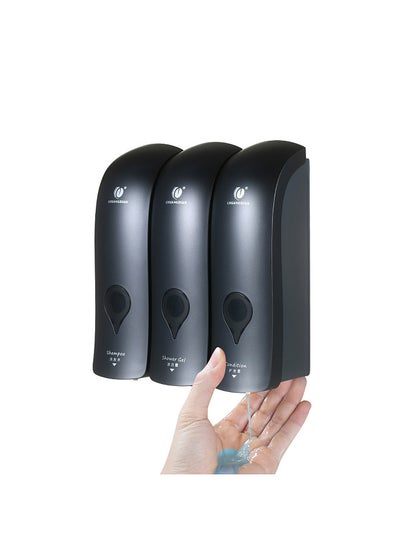 اشتري CHUANGDIAN Manual Soap Dispenser 3 Chamber x 300ml/ 10.2oz Wall Mounted Liquid Shampoo Box Shower Gel Hand Soap Dispensers for Kitchen Bathroom Home Hotel في السعودية