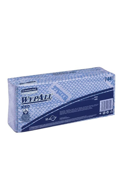 اشتري مناديل تنظيف WypAll X50 الملونة 7441 - مناديل مسح زرقاء - عبوة واحدة × 50 منديلًا متداخلًا ملونًا في الامارات