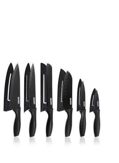 Buy Agaro royal 6 pcs kitchen knife set with covers in UAE