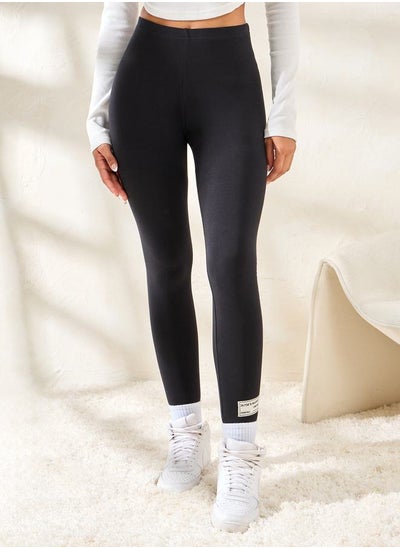 Buy Badge Detail Cotton Ankle Length Leggings in Saudi Arabia