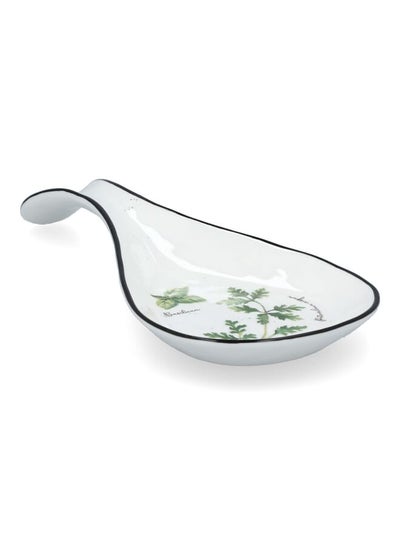 Buy Easy Life Spa Porcelain Bulk Spoon Rest White And Green 26 X 12Cm in Saudi Arabia