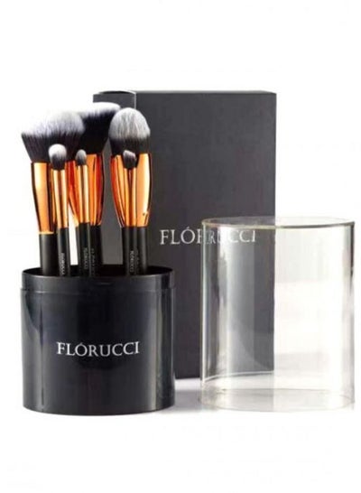 Buy Florucci 6-Piece Professional Makeup Brush Set With Storage Case Black in Saudi Arabia