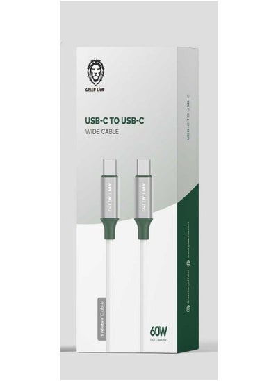 اشتري Green Lion PVC USB-C to Type-C Wide Cable 1M PD 60W - White في الامارات