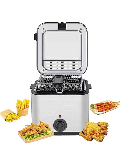 اشتري Deep Fryer 2.5L Tank Deep Fat Fryer with Viewing Window Temperature Up to 180°C Stainless Steel Chip Fryer Cold Zone Technology Removable Oil Basket Automatic Fryer 1000W (Black-B في الامارات