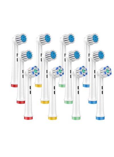 Buy 12 Pcs Electric Toothbrush Replacement Head, Compatible with Oral B Braun, Extra Soft Bristles for Sensitive Clean, 8 x Soft bristle, 4 x Ultra-fine bristle, with 4 Pcs Toothbrush Covers Caps in UAE