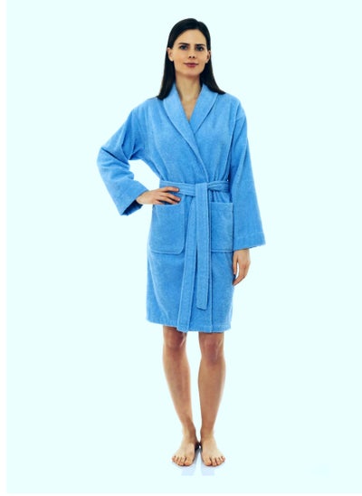 Buy Light Blue Colour Soft Terry  Bathrobe Large Sizes in UAE