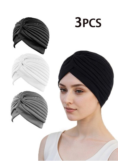 Buy 3 Piece Hat Under Hijab White And Black And Grey in Saudi Arabia