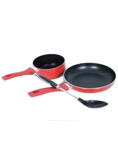 Buy Cooking Set - 3 Pcs, Red, Aluminum Material in Saudi Arabia