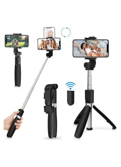 اشتري Selfie Stick Tripod with Remote All in One Portable Cell Phone Stand Compatible with iPhone 13 12 11 pro Xs Max Xr X 8 7 6 Plus, Samsung Android Smartphone في الامارات