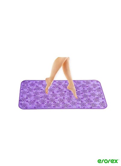 Buy Flower Design Pvc Non Slip Bath Mat With Suction Cups 27X14 Purple in Saudi Arabia