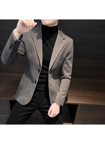 Buy Mens Woolen Casual Blazer Spring Autumn 2024KTL-M08 Brown KTL-M08 Brown in UAE