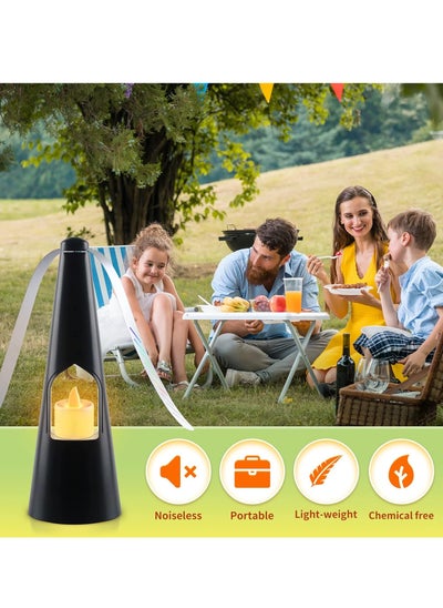 اشتري Fly Fans for Tables Fans for Outdoor Table and Tabletop Fans with LED Tea Lights for Decorations Lightweight Odor Free Fly Repellent Fan Keep Flies Away from Your Food Enjoy Outdoor Meal Black في الامارات