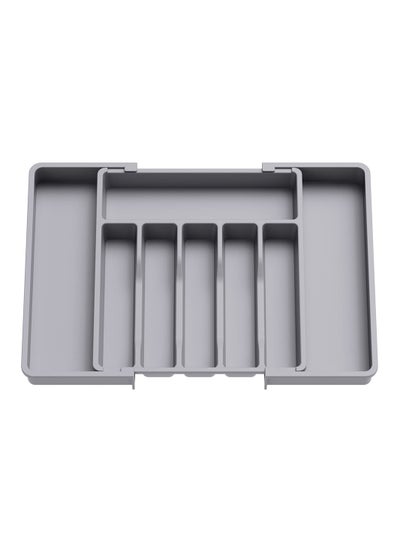 اشتري Cutlery Tray, Silverware Organizer, Expandable Utensil Tray for Drawer, Adjustable Cutlery Holder for Kitchen Drawer Holding Flatware Spoons Forks, Grey في السعودية