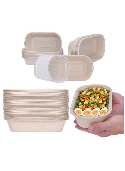 Buy Paper Bowls with PP Lids 50 Pcs Compostable Biodegradable Disposable Soup Serving Bowls Bulk Party Supplies for Hot Cold Food Soup Ice Cream Salad Soup Snack Dessert 28 OZ in Saudi Arabia